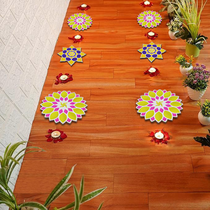 8-Inch Reusable Rangoli Stencils for DIY Decor Set of 6