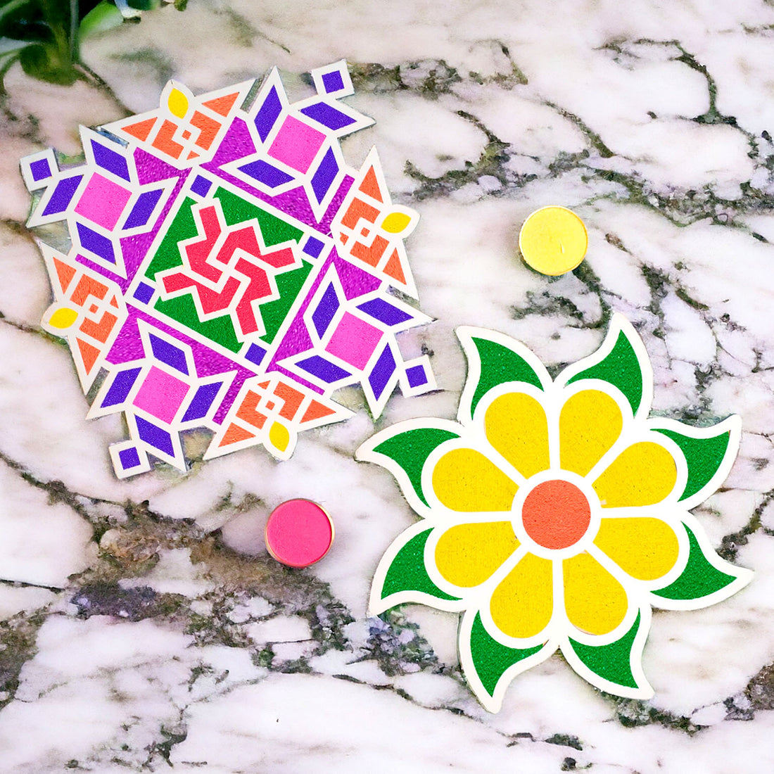 Set of 2 Rangoli Pallets with Vibrant Rangoli Colors