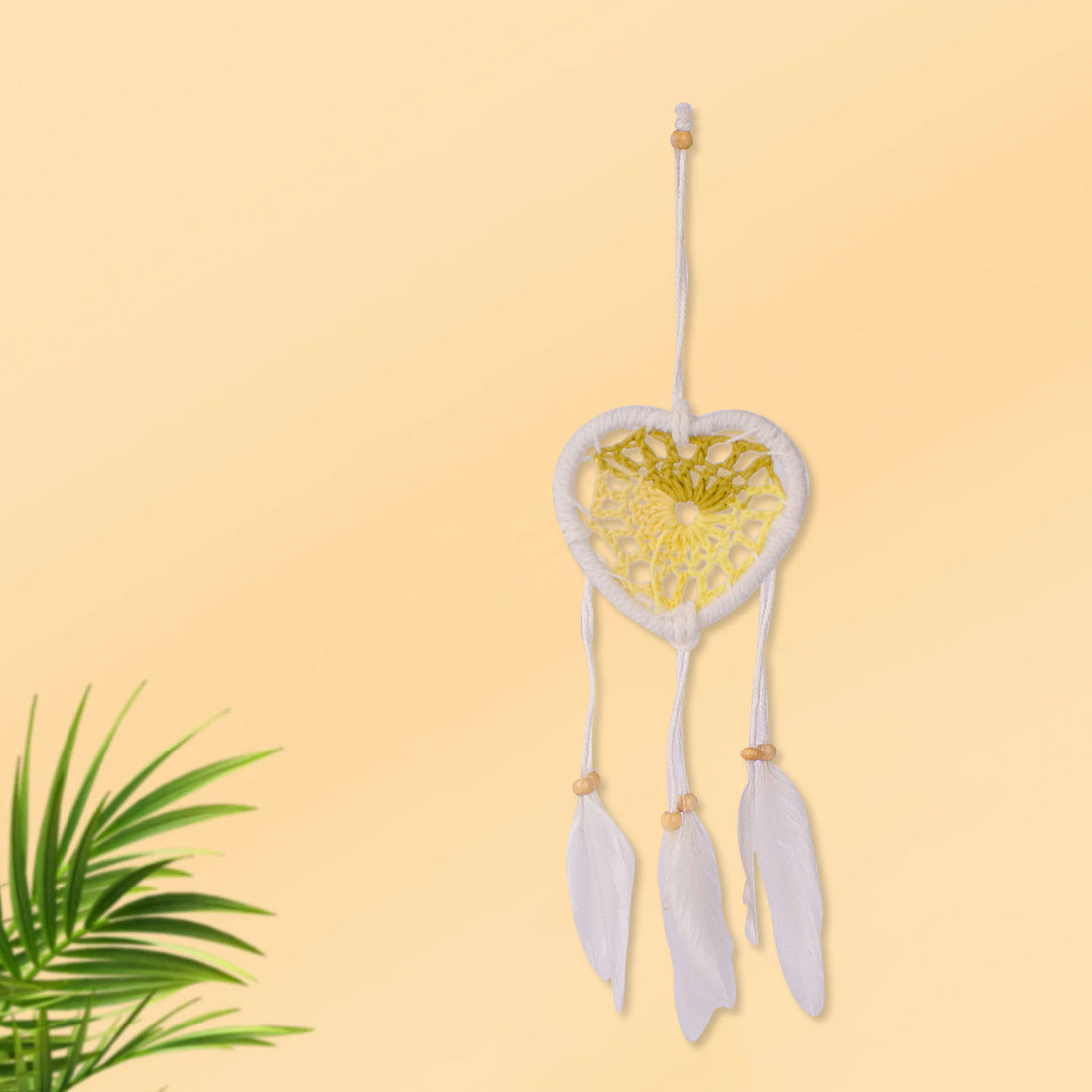 Handmade Wall Decor with Nature Feather Charms (Heart Shape)