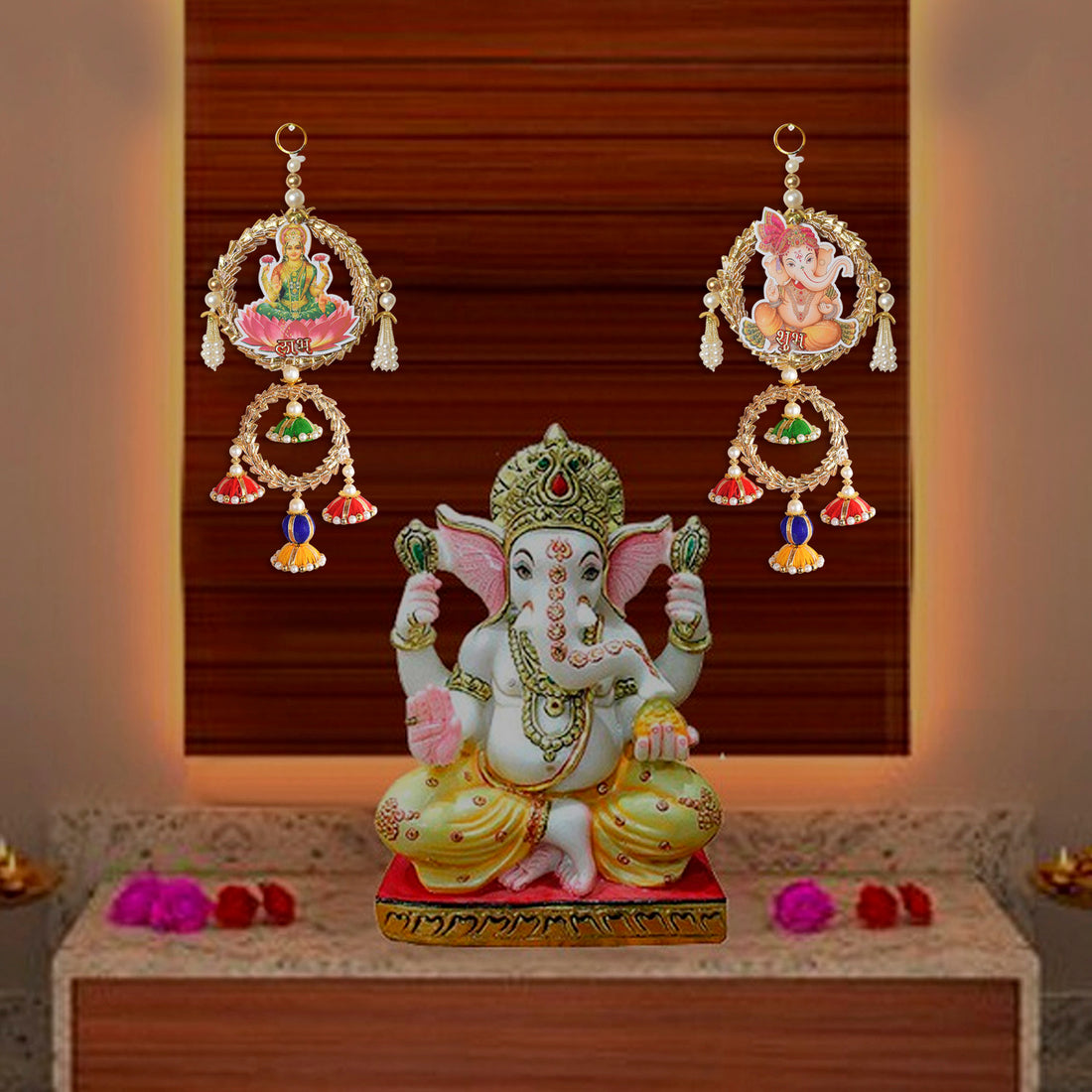 Laxmi Ganesh Round Shubh Labh Side Door Wall Hangings