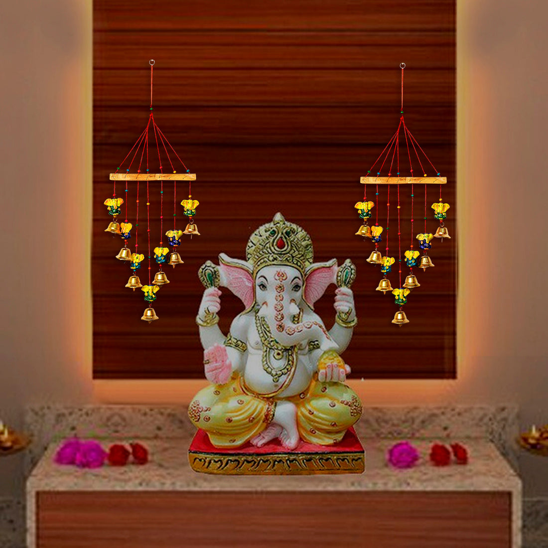 Rajasthani Colorful wooden Ganesh Wall Hanging Wind Chimes