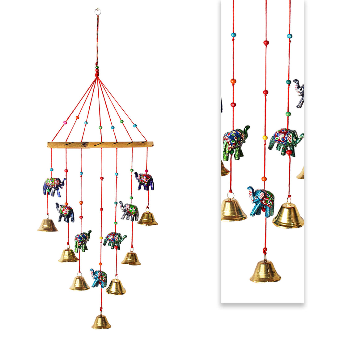 Rajasthani Colorful Elephant Wall Hanging Wind Chimes