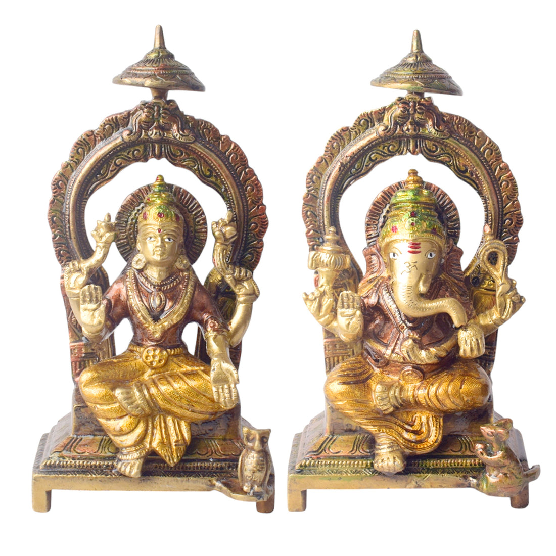 8.7 Inch Timeless Brass Lakshmi Ganesha Idol