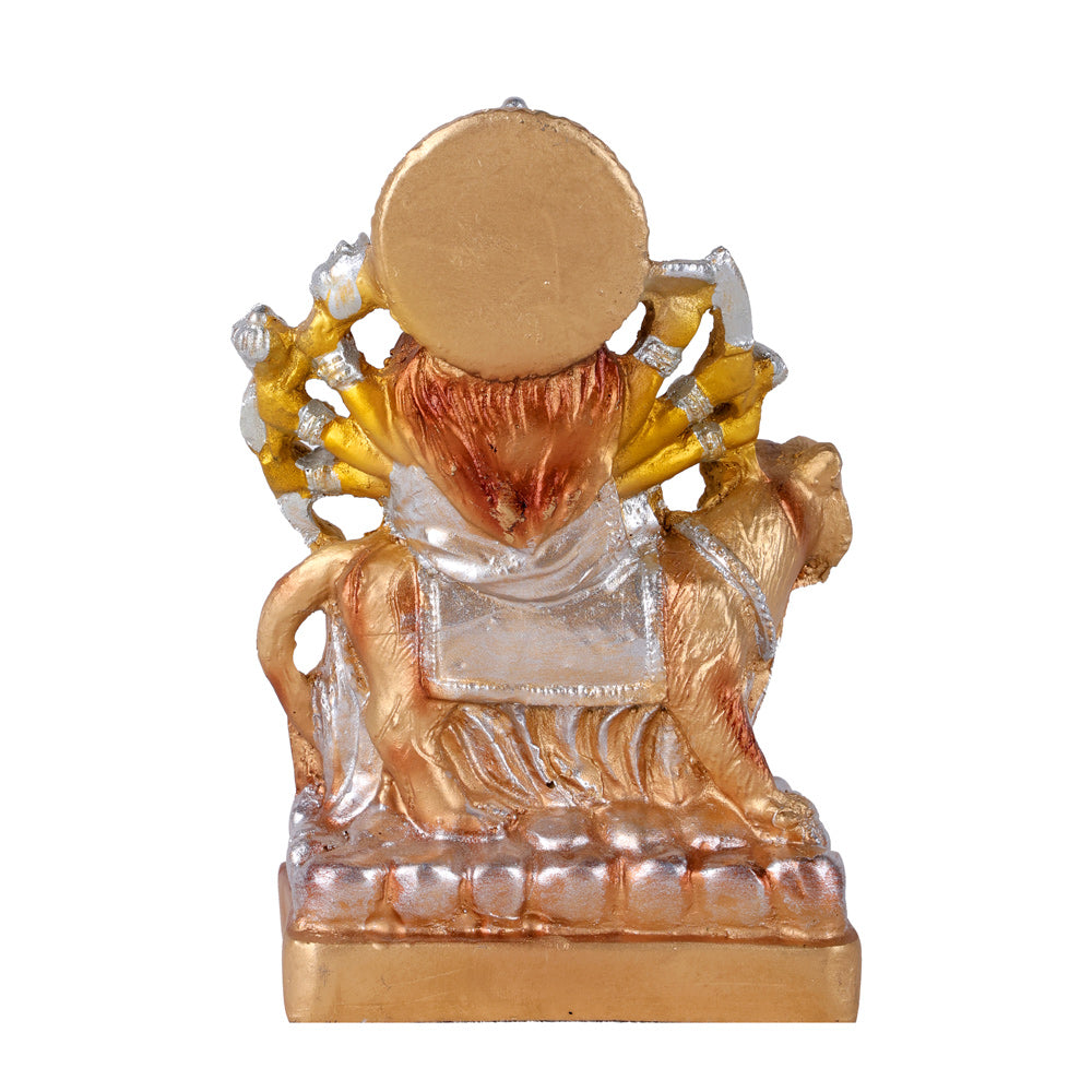 Premium Silver & Gold Sherawali Mata Resin Statue