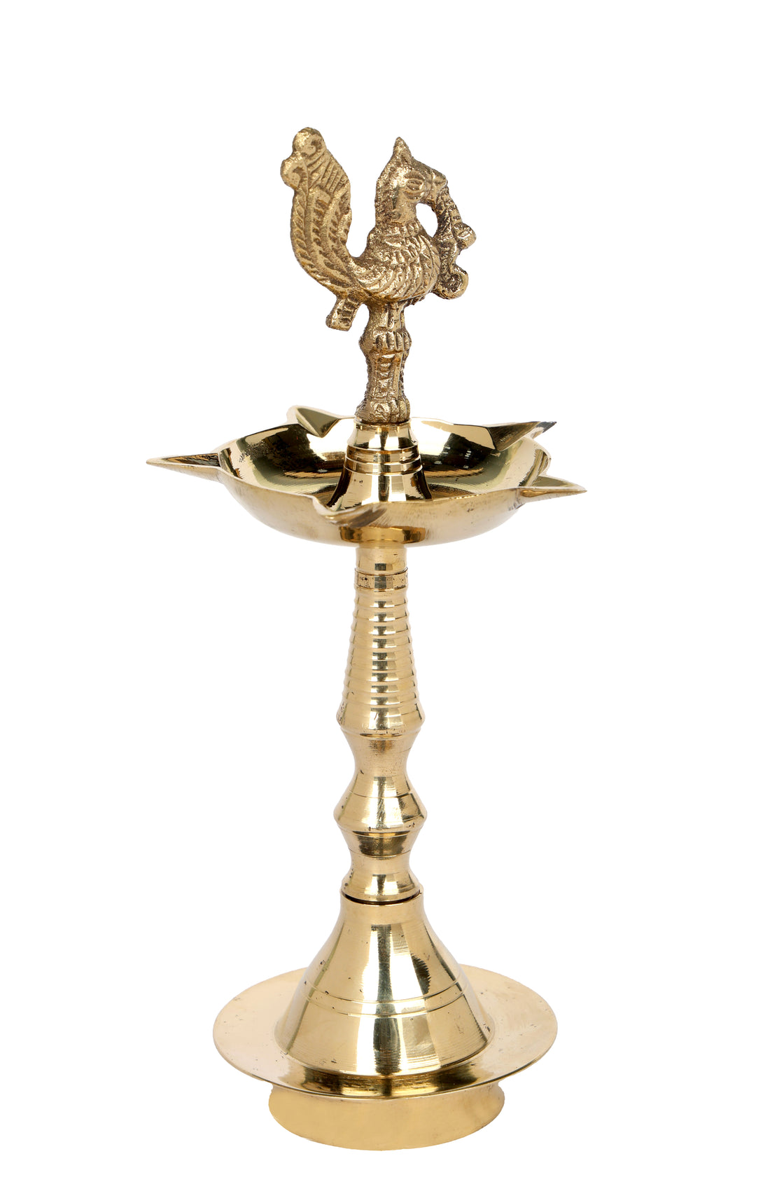 7.6 Inch Pure Brass Peacock Kerala Diya