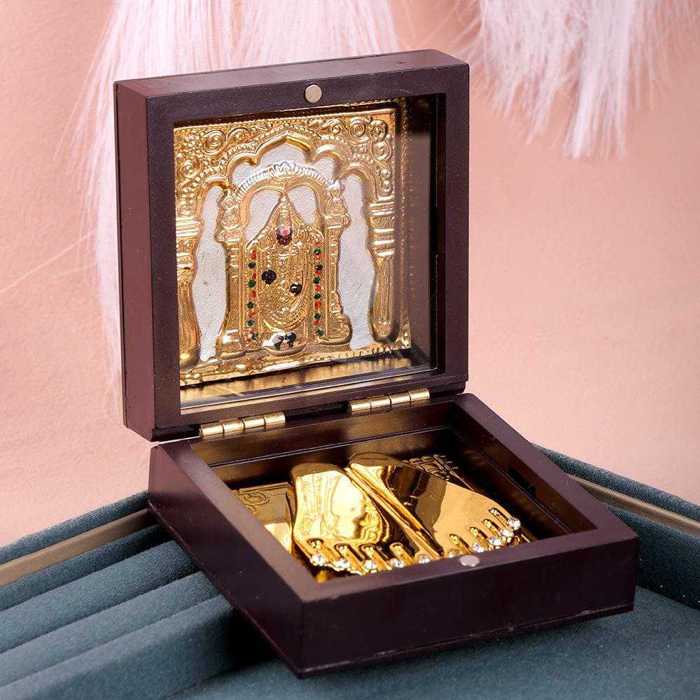 Om Shri Venkateshaya Namaha Charan Paduka Box - Small