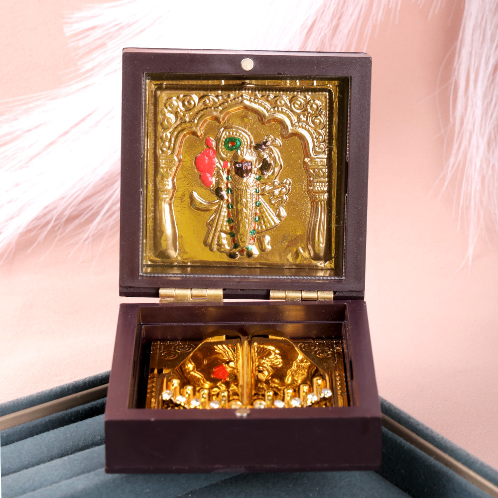 Jai Shree Krishna Charan Paduka Box - Small