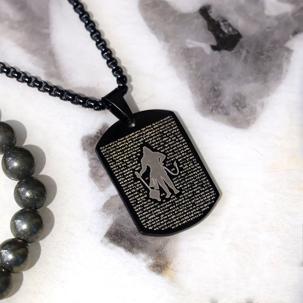 Hanuman Chalisa Pendant MicroCarved Black