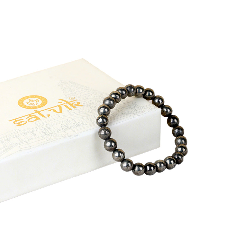 Natural Pyrite Bead Bracelet
