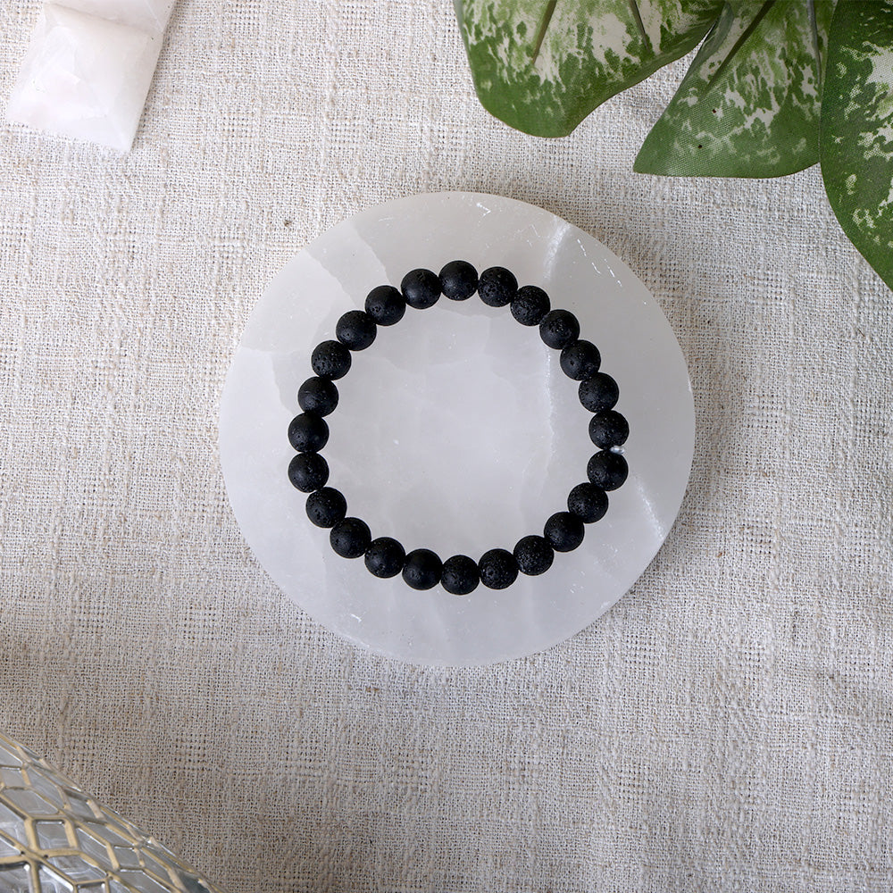 Natural Black Lava Stone Beaded Bracelet Stylish Spiritual Wear