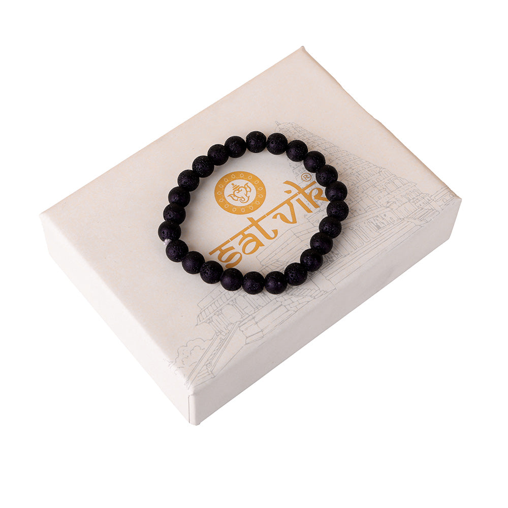 Natural Black Lava Stone Beaded Bracelet Stylish Spiritual Wear