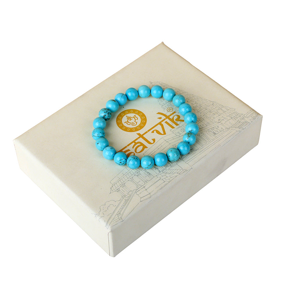 Turquoise Firoza Bracelet Natural Stone Beads Stylish Daily Wear