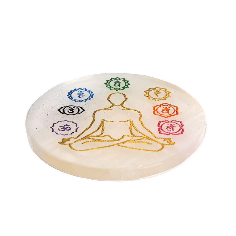 Selenite 7 Chakra Charging Plate Spiritual Healing Tool