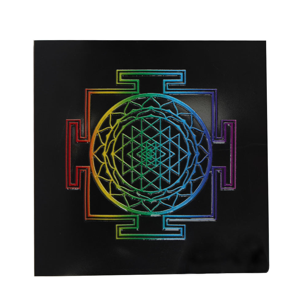 Shree Yantra Black Obsidian Plate Spiritual Decorative Tool
