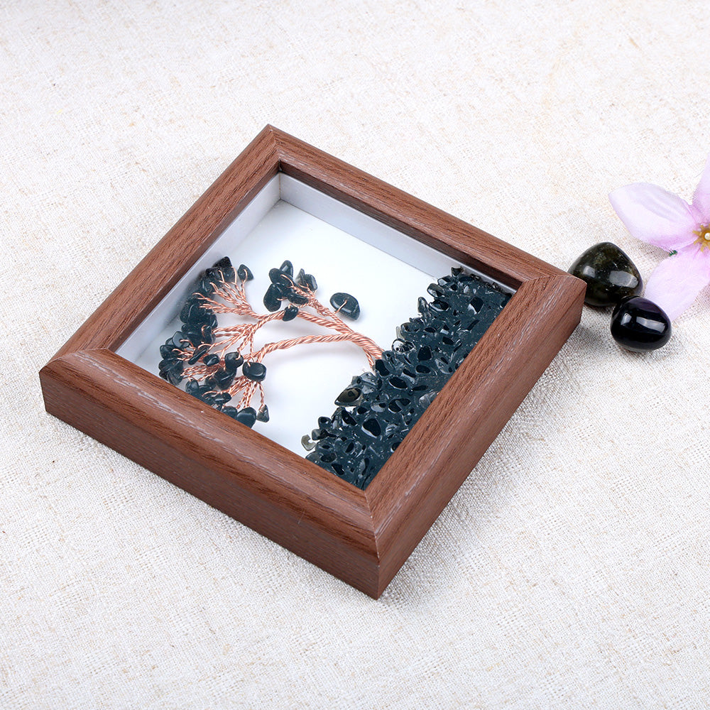 Black Onyx Tree with Frame Decorative Spiritual Piece