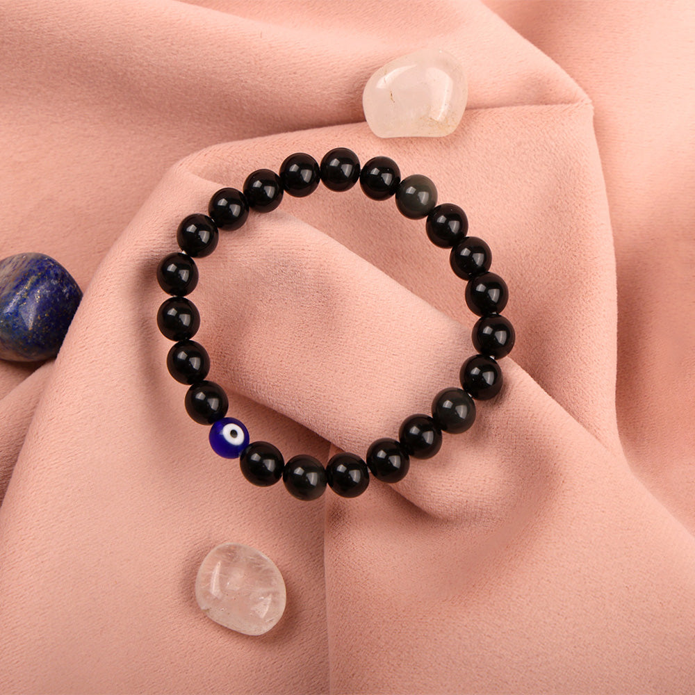 Black Obsidian Evil Eye Bracelet Spiritual Protection Wear