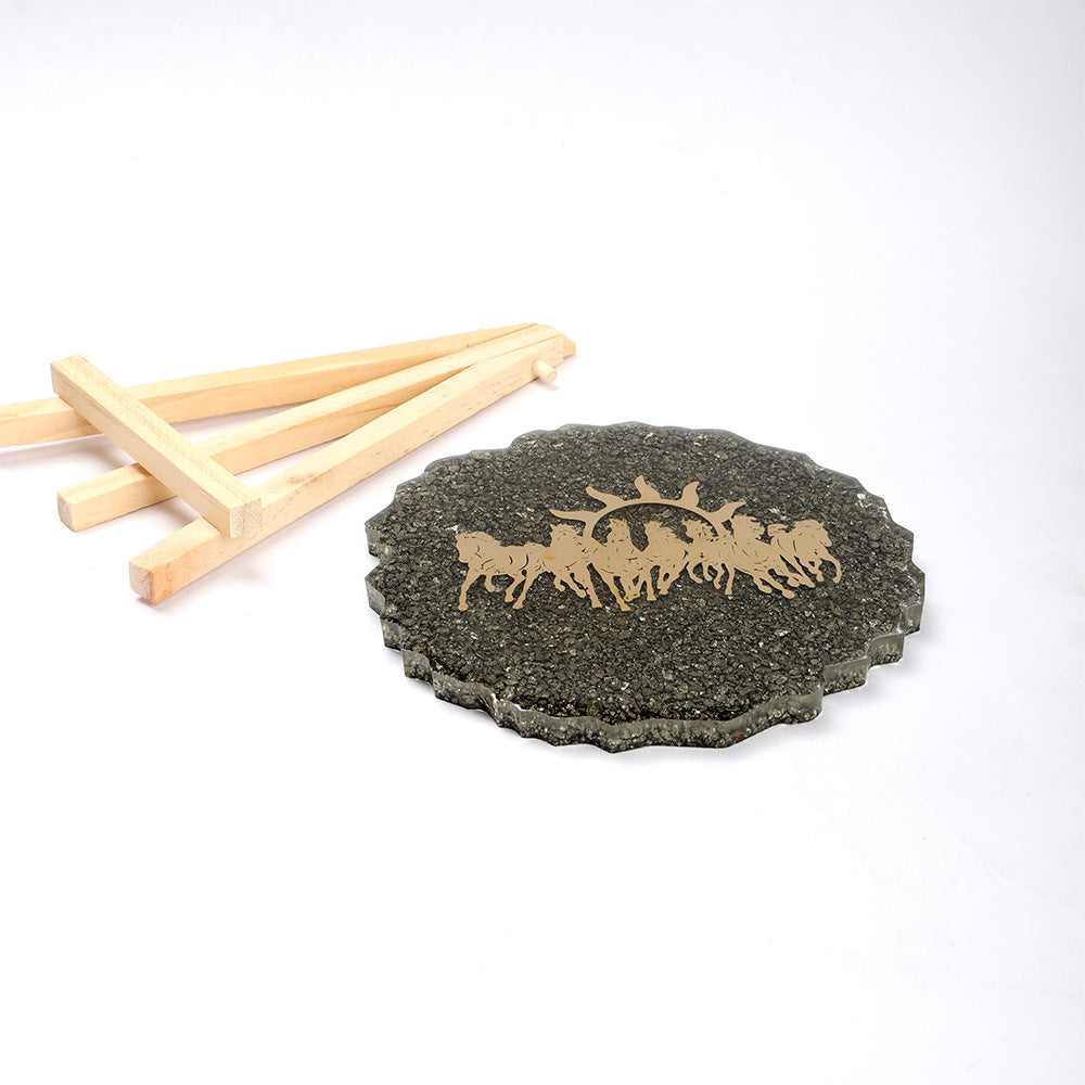 Pyrite 7 Horse Frame Stand Decorative Spiritual Piece