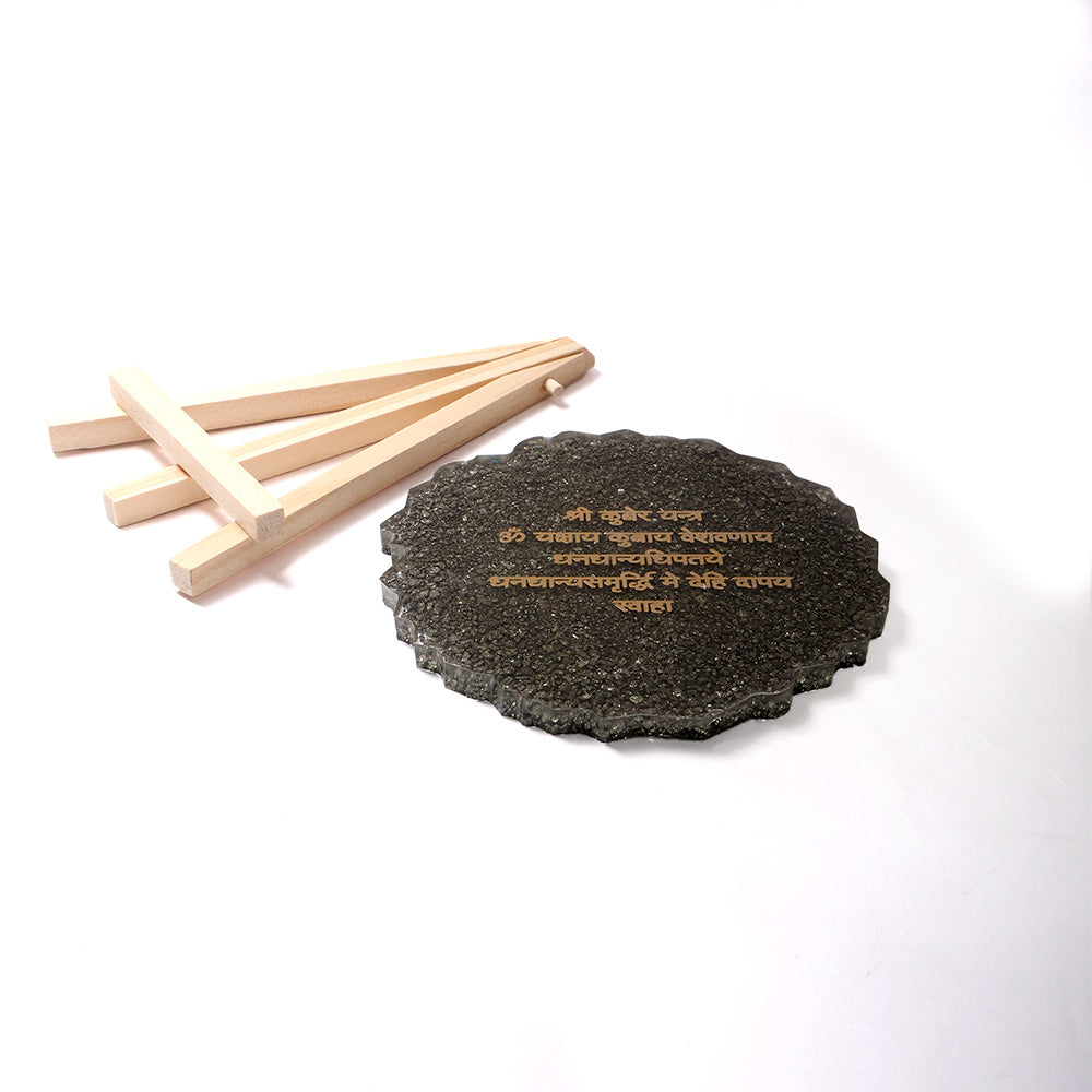 Pyrite Kuber Yantra Frame Stand Spiritual Prosperity Tool