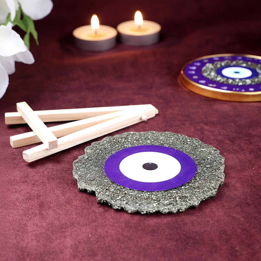 Pyrite Evil Eye Frame Stand Spiritual Protection Tool