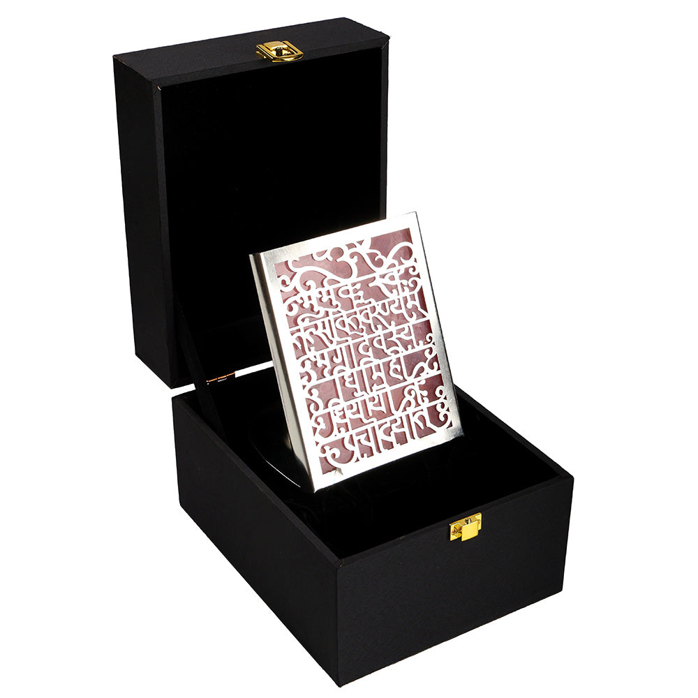 Gayatri Mantra Cut Work Tealight – Silver Plated Pooja Candle Spiritual Use