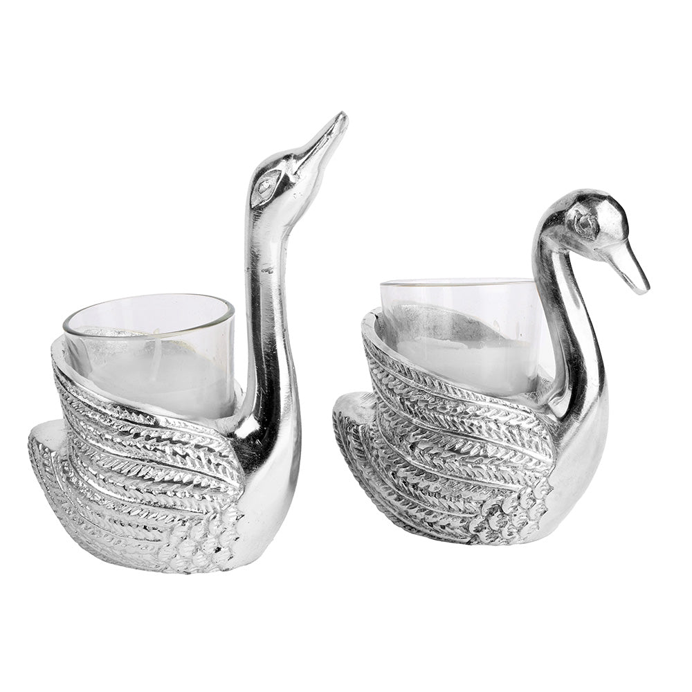 Silver Plated Swan Candle Holder β Decorative Home & Spiritual Decor