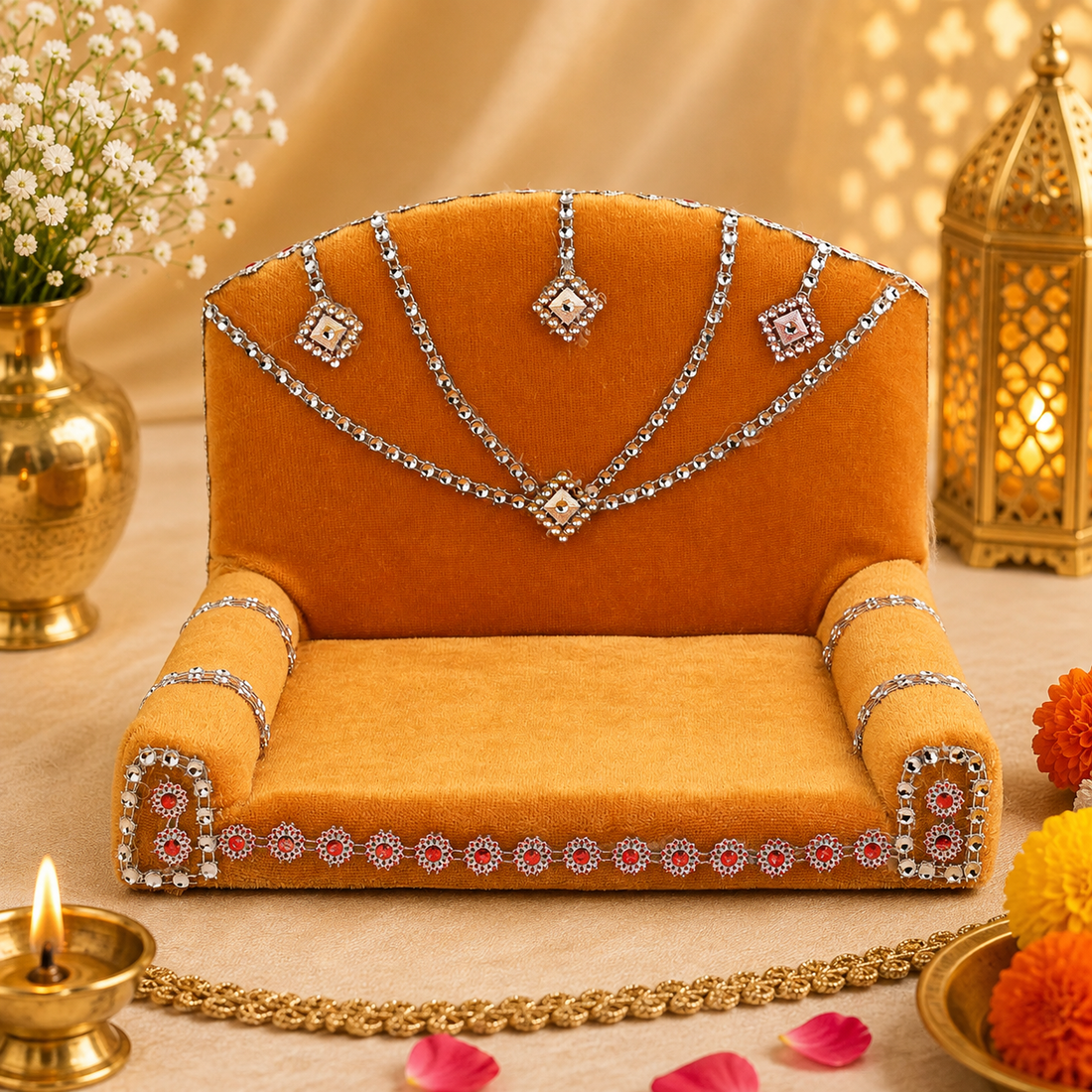 Laddu Gopal's Velvet Charisma: A Sacred Singhasan