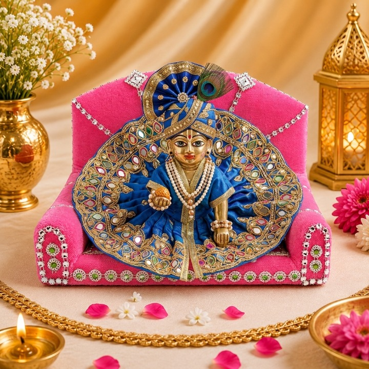 Laddu Gopal's Velvet Charisma: A Sacred Singhasan