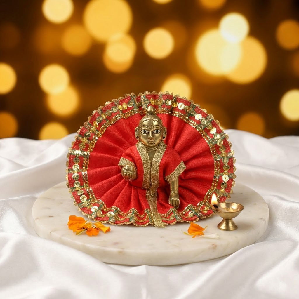 Size No.1 Designer Sequined Round Laddu Gopal Dress