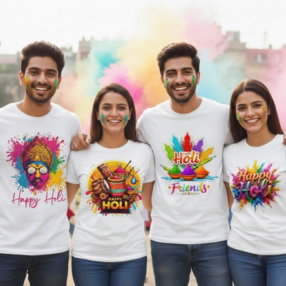 Holi Tshirt Printed Round Neck Tshirt for Men/Women Design-4