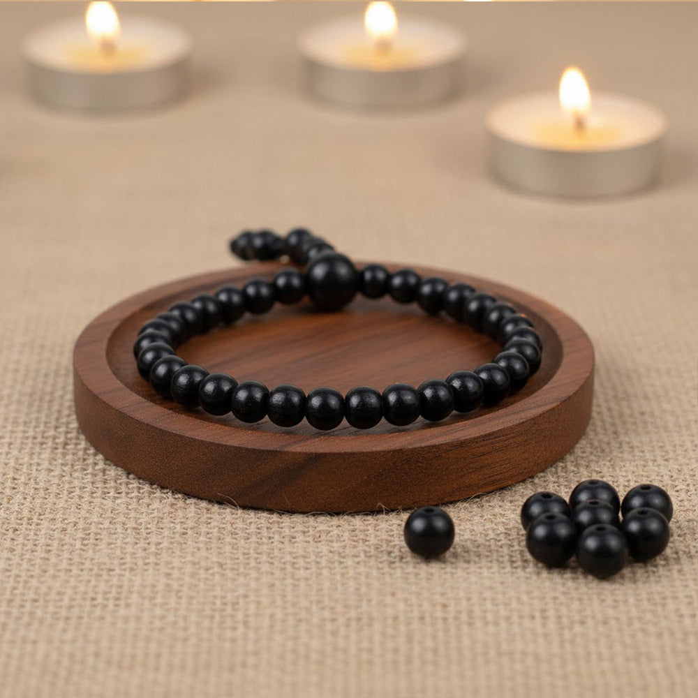 6 mm government certified Karungali bracelet with gloss finish, ideal for daily wear, spiritual protection, and positive energy.Indiaβs Premium Jap Mala Store - www.satvikstore.in