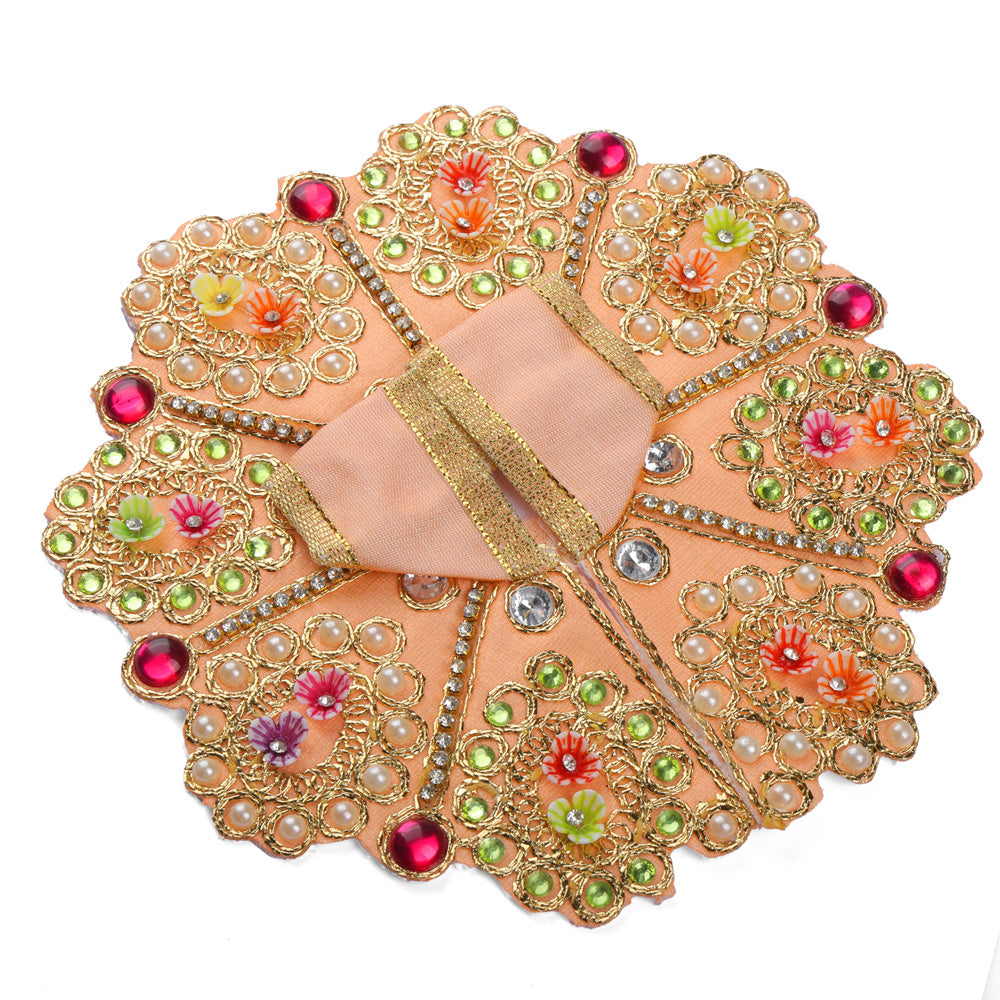 Size 2 3D Floral Accents & Pearl Work Laddu Gopal Dress