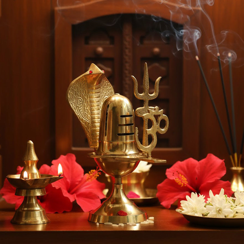 7 Inch Traditional Pure Brass Shivling