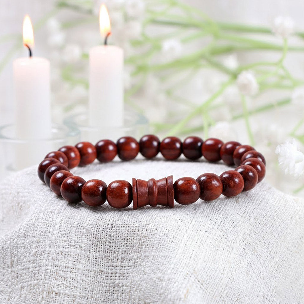 Original 8mm Red Sandalwood Damru Bracelet Spiritual Healing Wear