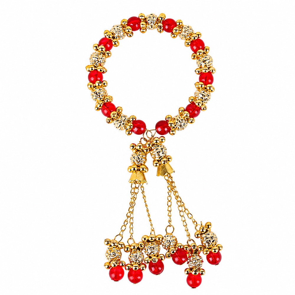 Elegant Red Beaded Lumba Rakhi