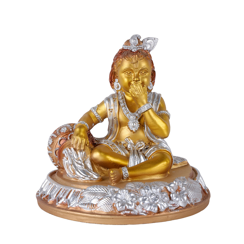 Premium Silver & Gold Laddu Gopal Resin Statue