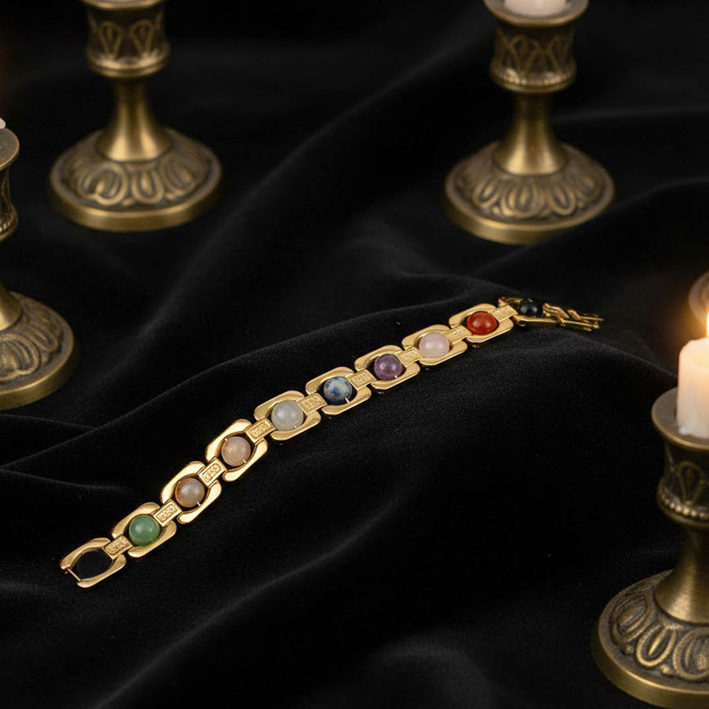 11 Chakra Gold Plated Bracelet – Unisex Spiritual Wear
