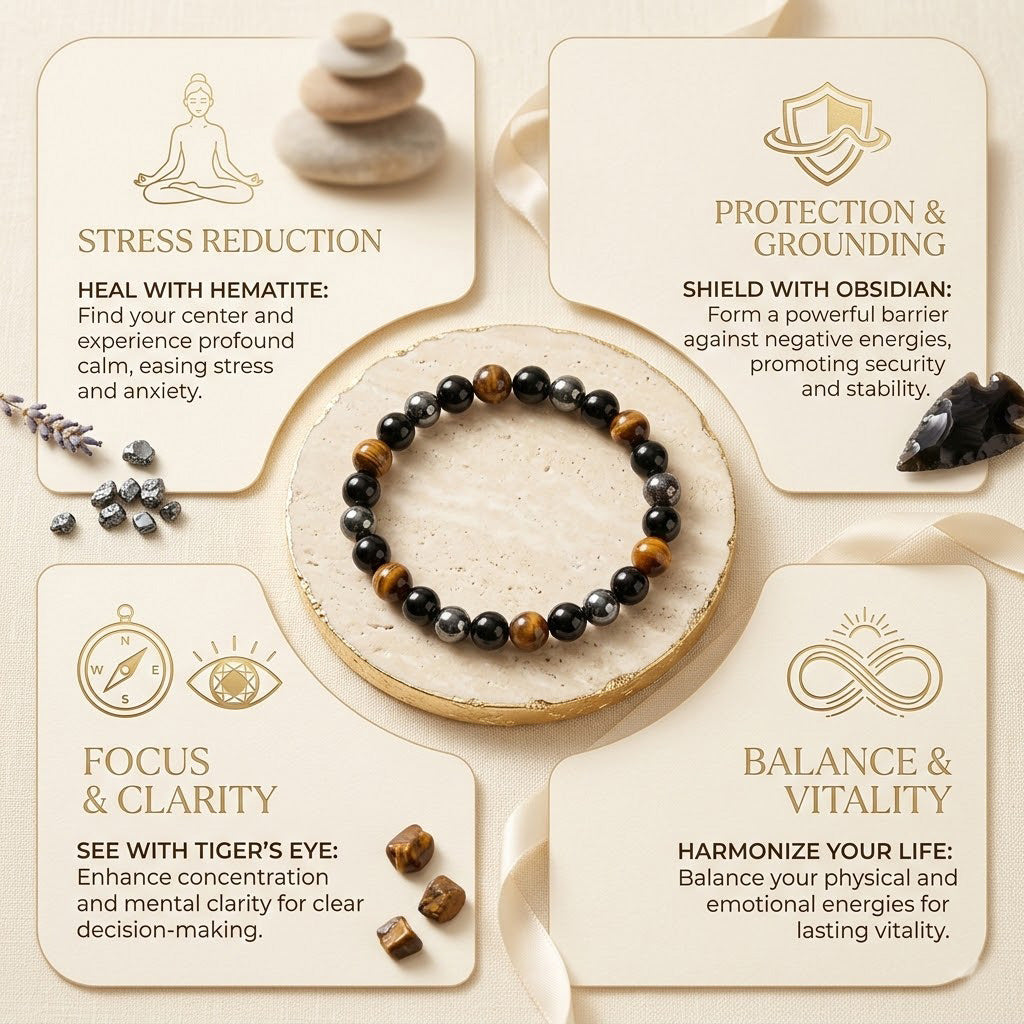 7 Horses Pyrite Frame & Triple Protection Bracelet Combo