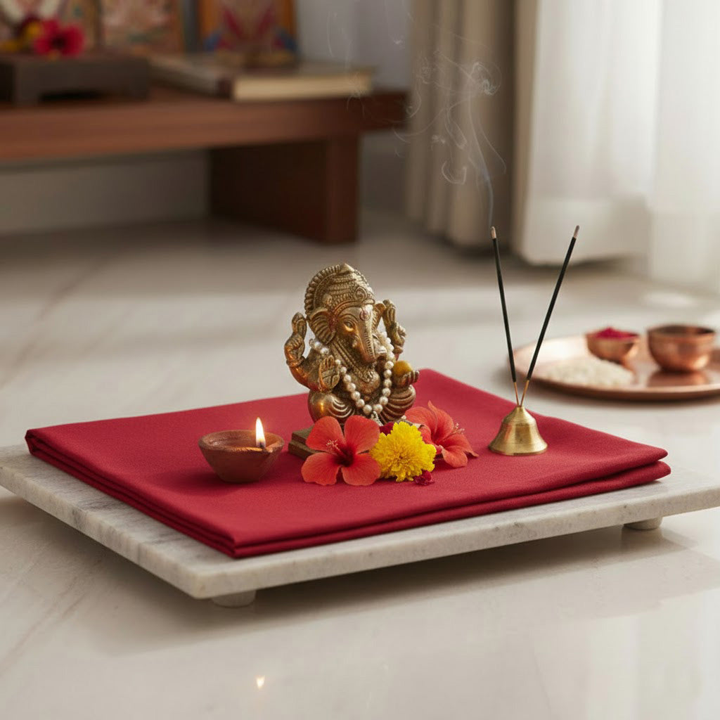 Red Cotton Cloth – 1.25 Meter for Pooja & Ritual Use