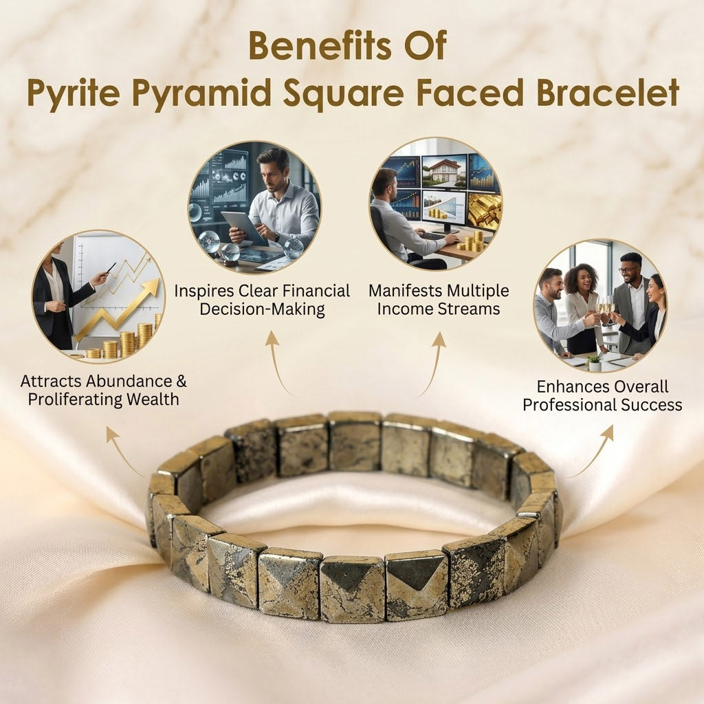 Pyrite Pyramid Square Faced Bracelet Stylish Spiritual Wear