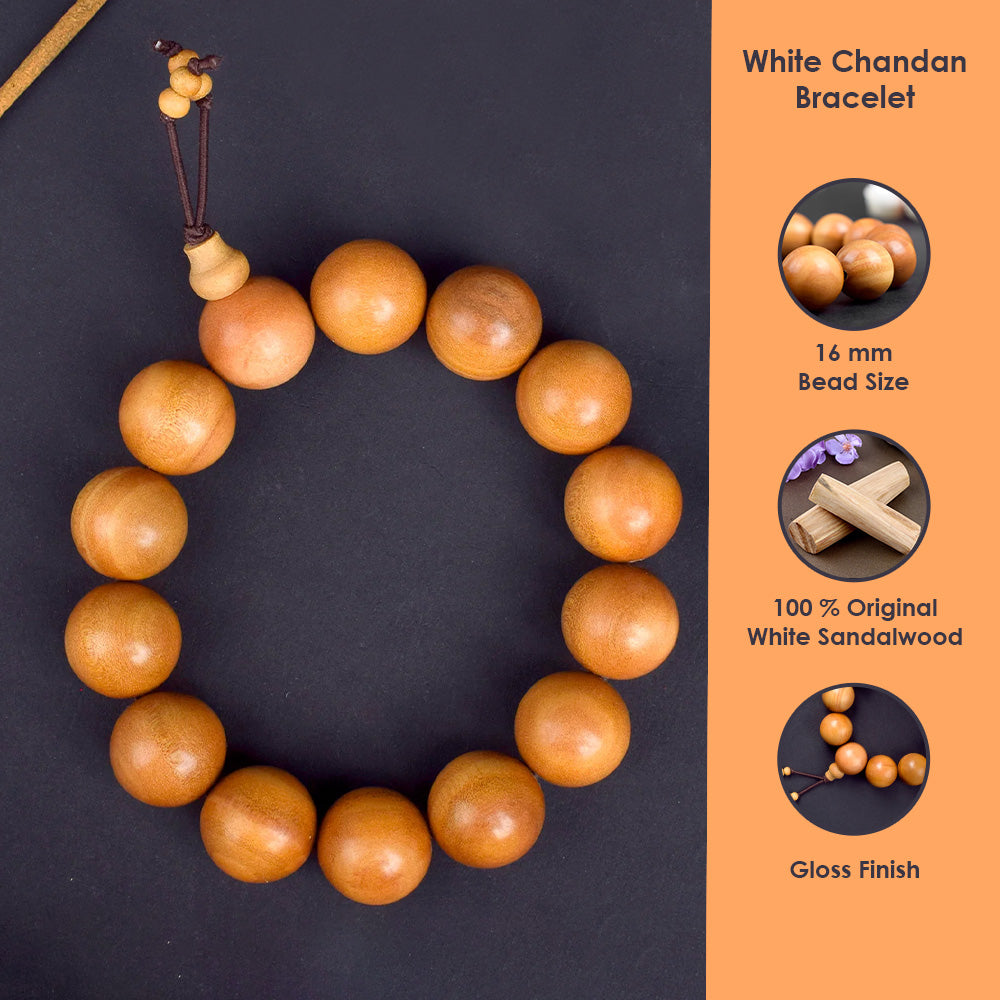 Scented 16 mm White Chandan Bracelet