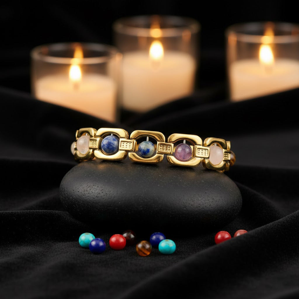 11 Chakra Gold Plated Bracelet – Unisex Spiritual Wear