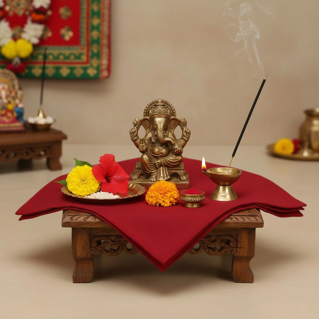 Red Cotton Cloth – 1.25 Meter for Pooja & Ritual Use