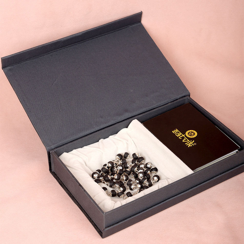 Hallmarked 925 Pure Silver Karungali Mala Govt. Certified