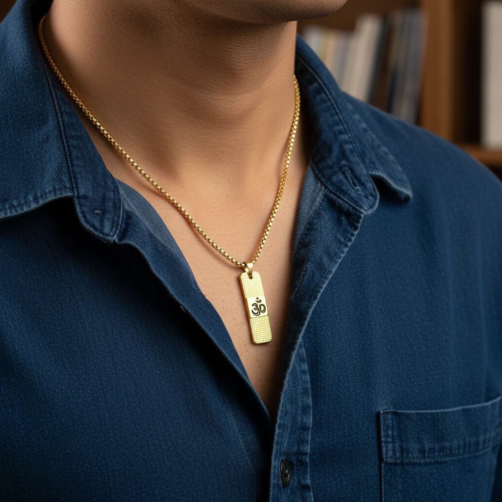 Om Name Pendant Gold Plated Premium IGP Coating