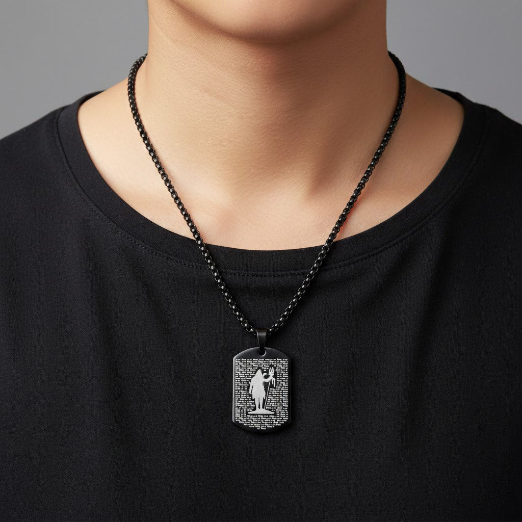 Shiv Pendant MicroCarved Black