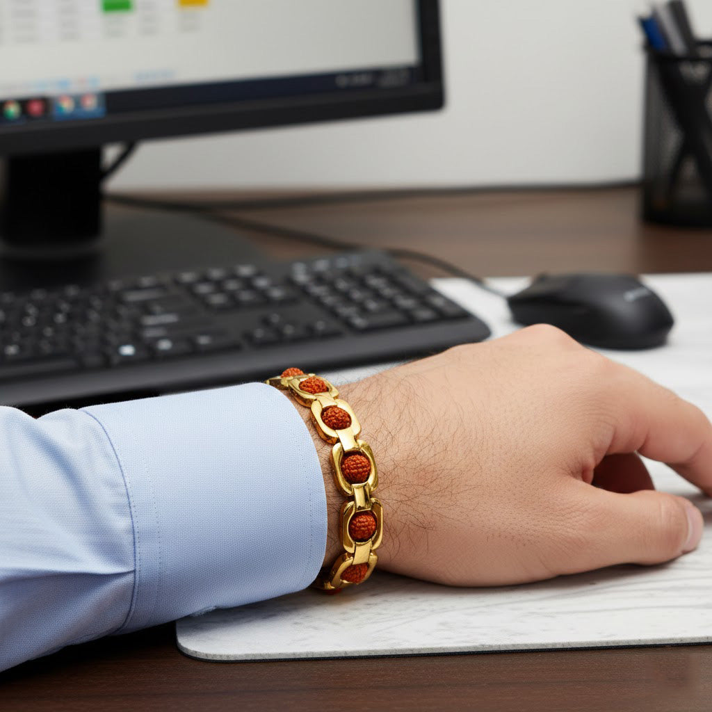 Rudraksha Gold Plated SQ IGP Bracelet โ Unisex Spiritual Wear