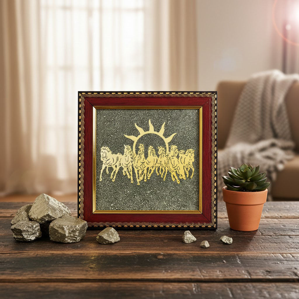 7 Horses Raw Pyrite Frame + Pyrite Tree Pyramid Combo