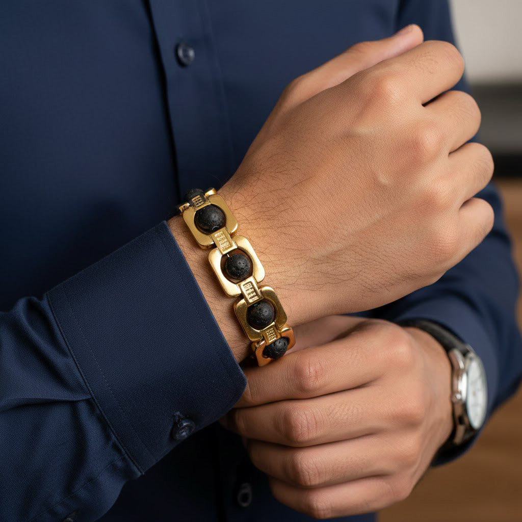 Gold Plated Karungali Bracelet Unisex Adjustable IGP Spiritual Wear