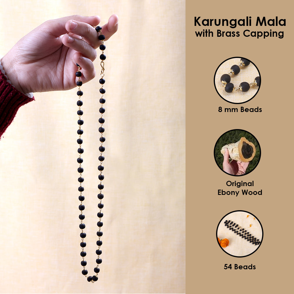 Karungali Mala with Brass Cap 8mm Protection & Style Govt Certified