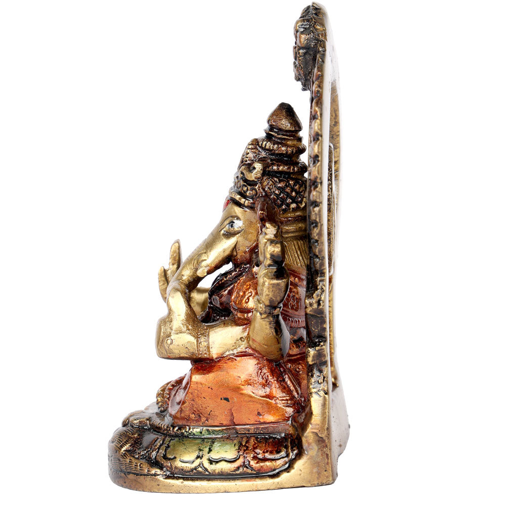 4.6 Inch Divine Lord Brass Ganesha Idol